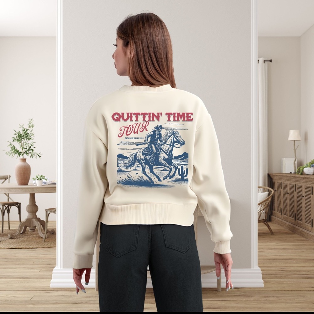 NWT! Zach Bryan The Quittin' Time Tour Crewneck Sweatshirt Merch - Picture 2 of 7